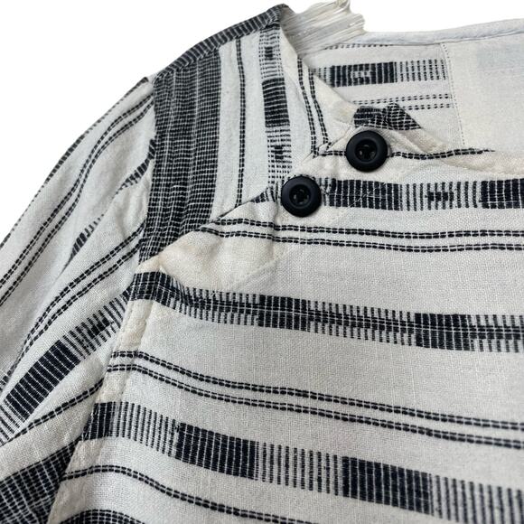 Ace & Jig  Black & White cotton linen mini dress pockets Twee buttons bateau - Picture 3 of 12